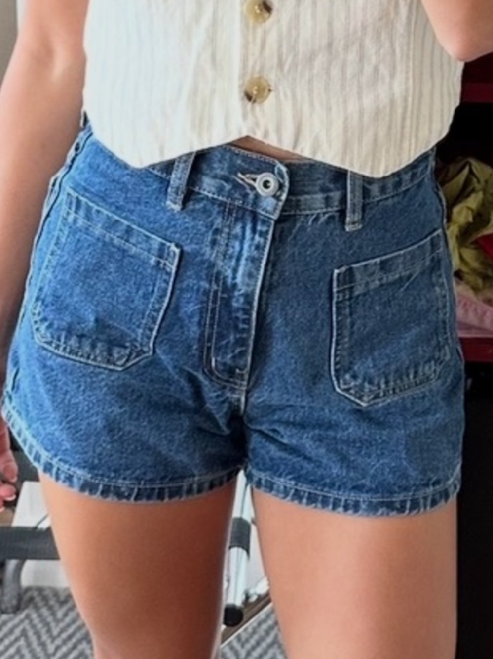 Cotton On High A Line High Waist Denim Sailor Style Shorts